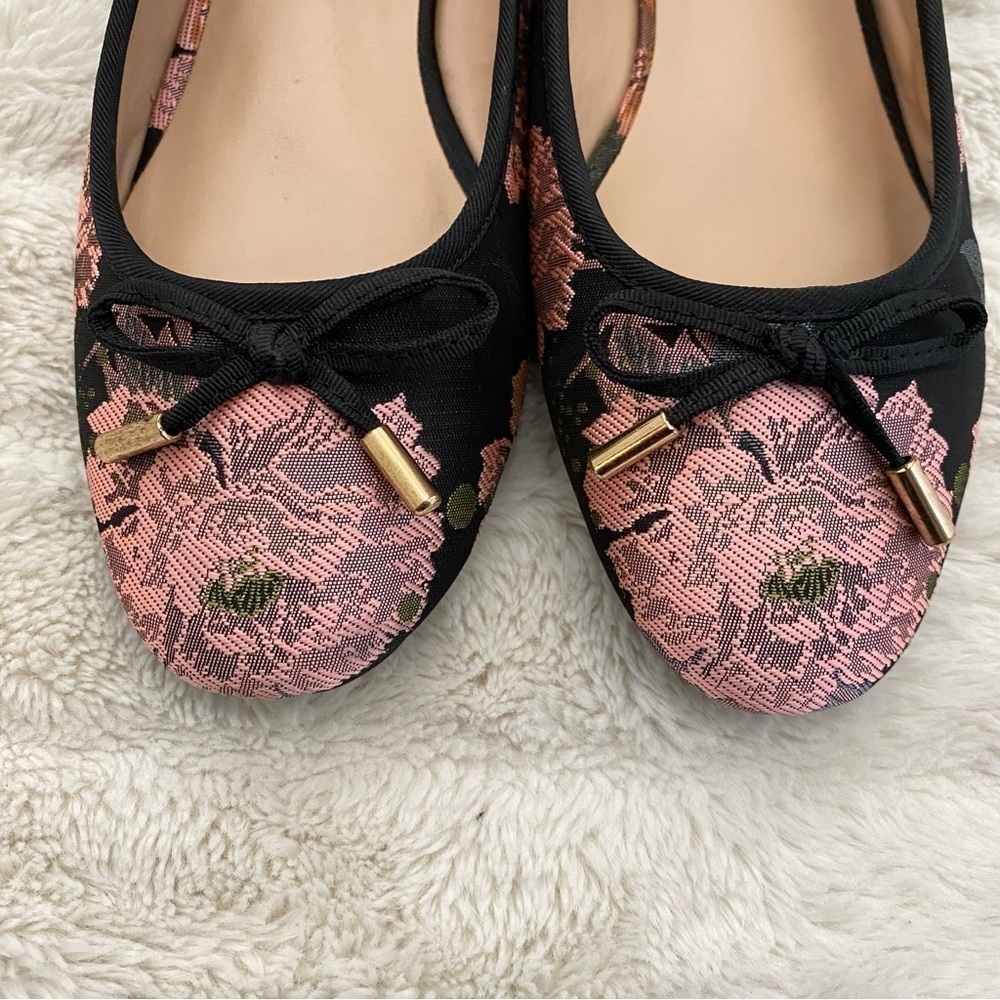 Kelly & Katie Pink and Black Ballet Flats Floral Embroidered Boho Shoes Size 6 - Picture 3 of 12